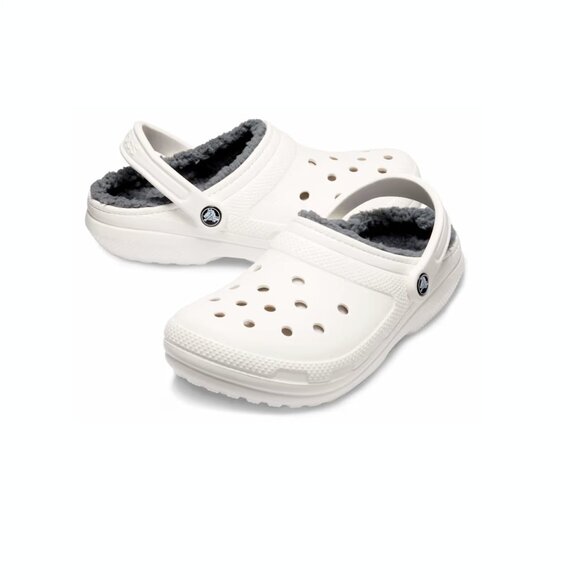 Crocs Classic Lined Clogs White / Grey Womens 9 / Mens 7 - Picture 2 of 6